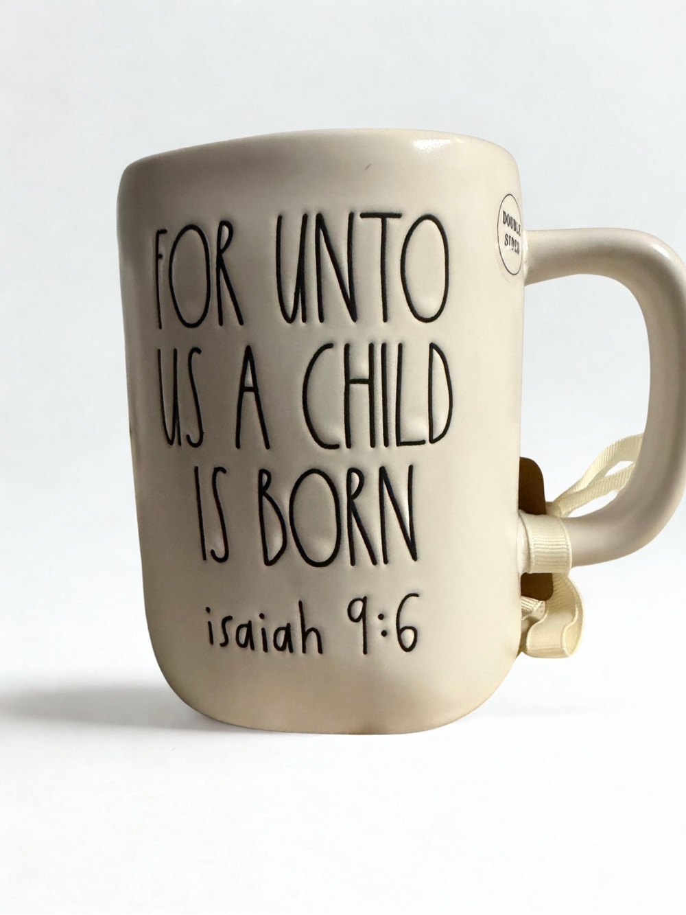 Rae Dunn Cream Ceramic Scripture Mug with Black Lettering - Picture 3 of 3
